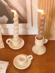 1pc Vintage Plain Ceramic Candlestick Holder, Ceramic Candle Aroma Diffuser Stand, Suitable For Home Decor, Photography Props, Living Room, Coffee Table, Kitchen Dining Table Candle Light Dinner, Holiday Decoration (Ceramic Candle Holder Only, Candles Not Included) Gifts Birthday Graduation