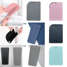 Almohadilla de silicona portátil resistente al calor, almohadilla aislante para plancha y rizador, almohadilla antideslizante y resistente al calor, herramienta de peinado para viajar, estuche de viaje para herramientas para el cabello: almohadilla resistente al calor, almohadilla para plancha y funda para rizador