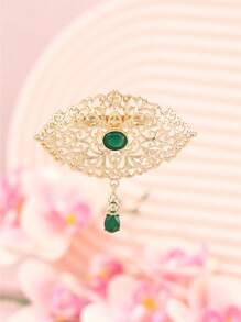 1pc Arabic Style Golden Metal Rhinestone-Encrusted Pendant, Suitable For Scarf, Wedding, Party, Mother's Day Gift - Corsage Scarf Button - View 11