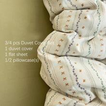 3/4 件复古小碎花花园涤纶精致可爱床上用品套装，蝴蝶结图案拉链羽绒被套套装，简约风格橄榄绿条纹印花羽绒被套套装（1 个羽绒被套 + 1 个床单 + 1/2 个枕套，不含填充物）