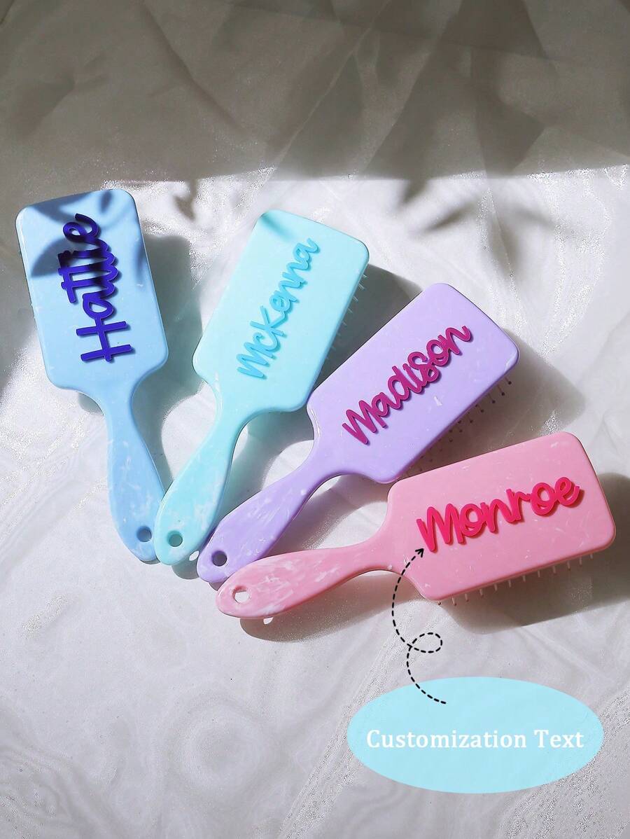 1 件定制名字按摩桨刷，马卡龙色礼物，适合女士，日常和节日礼物