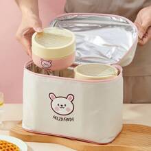 Portable 304 Stainless Steel Thermal Lunch Box With Cutlery&Lunch Bag, Cute Capybara Pattern Leak Proof Bento Box, Microwave Safe&Hot Water Heating, Insulated Anti Scalding Lunch Container, Reusable Fruit Salad Food Storage Container, Suitable For Student And Adult Use In School, Office, Outdoor Camping, Picnic, Travel