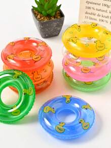 5/10pcs Summer Pool Inflatable Toy Floating Water Duck Donut Printed Inflatable Swimming Ring For All Kinds Of Pool Play