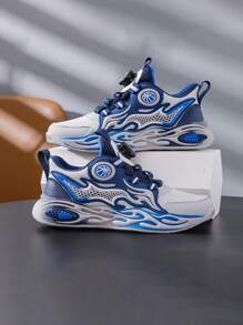 Zapatillas de baloncesto transpirables profesionales para niños, con entresuela de EVA - Parte superior de malla ligera para interiores/exteriores, para niños y niñas de 6 a 12 años, que proporcionan soporte de tobillo y amortiguación dinámica