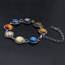 Galactic Charm Bracelet - Space Planet Solar System Inspired, Earth, Moon Fashionable Galaxy Nebula Jewelry, Amateur Astronomer Gift For Men Women Bracelet, Best Friends, Father's Day Gift, Adjustable Chain, Stylish Accessory - Multicolor - View 2