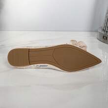 Women Lace Mesh Flats, Pointed Toe Camellia Versatile Comfortable Slip-On Shoes, Summer - Apricot - View 4