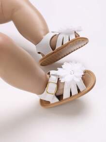 Infant Girls' Summer Rubber Sole Sandals, Princess Style Flower Slippers