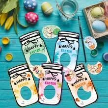 10/20 Piece Easter Bunny And Eggs Mason Jar Card Bags - Colorful Plastic/Paper Gift Wrap With "Happy Easter" Tag, Holiday Party Gift Bags - Gift Wrapping Bag - View 2