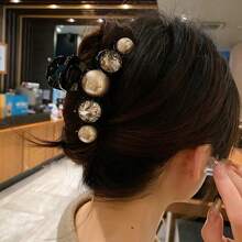 1pc Faux Pearl Hair Claw Clip, Versatile For Women