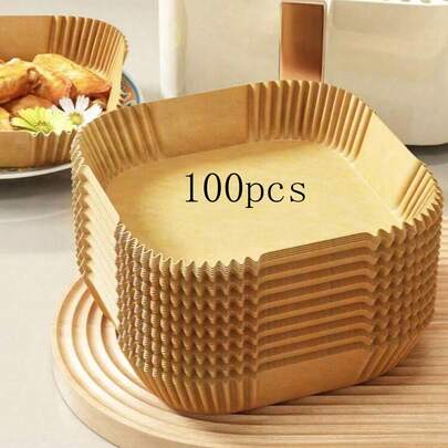 100 stuks wegwerp-airfryer, papieren airfryervoering, papieren mandkom, bakvorm, ovenaccessoires, bakgereedschap, keukengadgets, keukenaccessoires