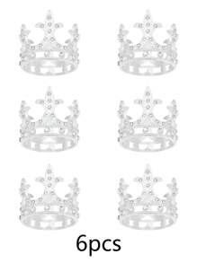 6 pièces Mini couronnes en métal de princesse, décorations de gâteau et fournitures de fête, faveurs et décorations de fête, ensemble avec coiffure festive