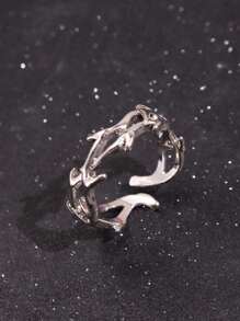 1 pieza Anillo abierto ajustable de espinas vintage punk de plata para hombre, joyería