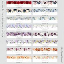 可定制花卉印花水瓶标签 - 婚礼水瓶标签，可选择花卉图案和字体