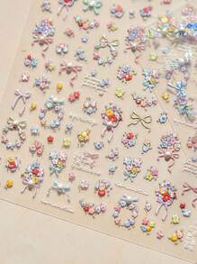 1 件 5D 花朵指甲贴 DIY 艺术 Y2K 风格春季美甲装饰贴花