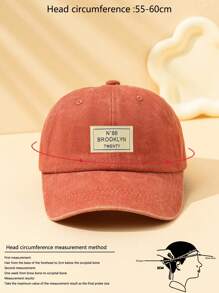 1 件儿童户外休闲时尚个性化面料徽标字母印花遮阳棒球帽，可调节尺寸，复古简约，春夏必备 - 橘色 - 查看 4