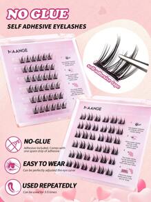 MAANGE 全新 1026 簇 CC 卷曲漫画睫毛和自粘睫毛礼品套装，满足美丽女性的所有需求，带自粘睫毛的单独睫毛延长套件，含 2 件睫毛镊子 + 2 件睫毛夹 + 20 件睫毛梳 + 20 件唇刷 + 6 件化妆刷，DIY 塔尖麦穗假睫毛