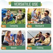 2 Pack Compact Camping Chairs Portable Folding For Outside With Carry Bag Lightweight Moon Chairs For Travel Picnic Hiking Beach Fishing, 600D Oxford, Supports 330lbs - 藍色, 黑色 - 查看 7