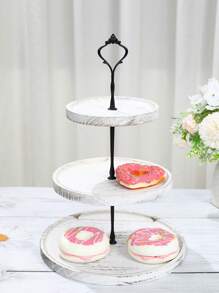 1 Set Brown Wooden 2-Tier/3-Tier Cake/Dessert Stand, Fruit & Snack Display Rack, Bakery Dessert Stand, Cake Decorative Holder Multi-Layer Tray, Suitable For Kitchen, Dining Table Decor, Wedding, Party - Brown - View 5