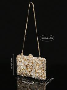 1pc Glittery Elegant Party Handbag, Luxury Women's Crystal Clutch Bag, Fashion Cosmetics & Perfume Handbag, Handcrafted Sparkling Crystal-Studded Metallic Purse, Suitable For Formal Events Like Parties, Galas, And Gatherings For Sophisticated Ladies (Not For Storing Phones) - Multicolor - View 11