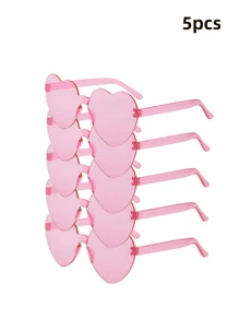 8 件/5 件心形彩虹糖果色无框眼镜，适合女士、女孩和派对眼部装饰配件