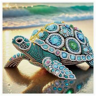 1 PC DIY 5D Special Shape Diamond Art Painting For Beginners, Sea Turtle Diamond Art Kits For Adults, Crystal Rhinestones Diamond Art Painting For Home Wall Decoration Gift