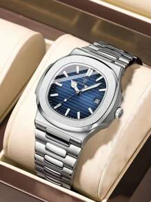 Đồng hồ nam cao cấp bằng thép không gỉ 306 - Kim dạ quang, chống nước 30M, chức năng hiển thị ngày | Phụ kiện công sở cao cấp, thích hợp làm quà tặng Ngày Valentine, Ngày của Cha, sinh nhật hoặc tốt nghiệp. - Bạc - Xem 15