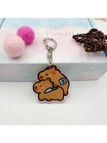 1pc Creative Cute Cartoon Acrylic Keychain, Student Valentine's Day Gift, Capybara Small Pendant Zinc Alloy Keychain Car Accessories Bag Charm School