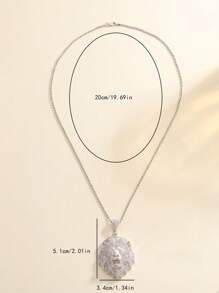 1pc Personalized Hip Hop Style S925 Sterling Silver Zirconia Lion Head Pendant Necklace, Unisex, Suitable For Party, Stage, Street Music Festival, Holiday Gift - Multicolor - View 9