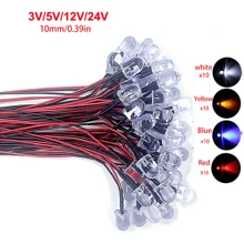 40 件 3MM 5MM 10MM LED 3-24V 预接线固定支架电缆灯泡 LED 发光二极管、迷你 LED 发光二极管模型组合套件、12V 迷你单个 LED 灯泡（红色 * 10、黄色 * 10、蓝色 * 10、白色 * 10） - 彩色 - 查看 16