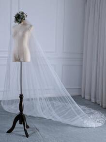 1 chiếc khăn voan cưới ren đính sequin lấp lánh sang trọng dài 4m dành cho nữ, thích hợp cho trang phục mùa thu và ngày Valentine. - Nhiều màu - Xem 4