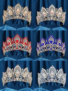 Tiaras de boda altas para novia, coronas de reina grandes con circonita cúbica de grado 5A, diadema de novia de princesa, gran corona de concurso para mujer, accesorio para el cabello con cristales plateados - Multicolor - Ver 1