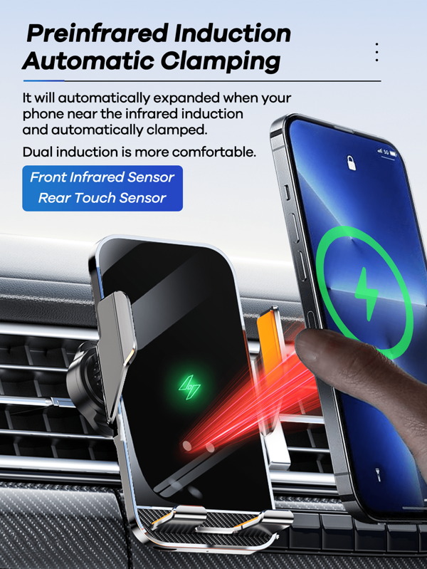 REMAX 15W Car Wireless Fast Charger; Auto-Clamping; 360° Free Rotation;Firm And Anti-Shake; Center Console Phone Holder; Universal Navigation Bracket; Compatible With IPhone/Android;Car Accessories; Car Stuff