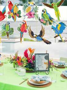 12pcs Tropical Parrot Honeycomb Hanging Decorations, Hawaii Theme Party Supplies - Multicolor - View 3