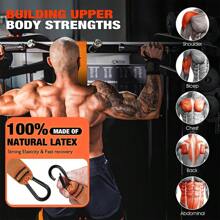 重型阻力带，最大阻力可达 75 磅，可调节，带织物脚跟和膝盖支撑，适合所有用户，尼龙材料，包括舒适的护膝和脚垫 - 橘色 - 查看 3