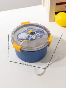 Caja de almuerzo/ensalada redonda de dibujos animados, modelo 2025, a prueba de microondas, portátil, para estudiantes y uso al aire libre - Multicolor - Ver 7