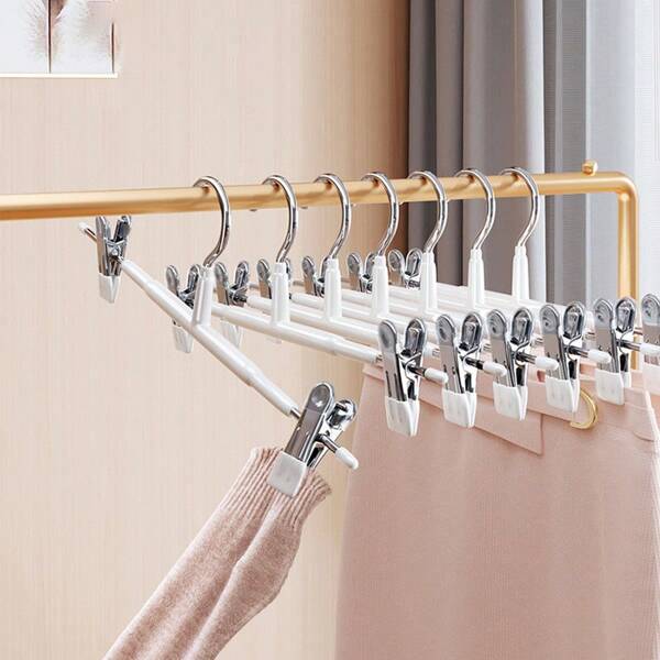 20pcs/1pc Fully Dipped Anti-Corrosion Rust-Proof Skirt/Pants/Socks/Underwear Non-Marking Clips, Stainless Steel Rustproof Clothing Drying Rack Hangers With Non-Marking Clips For Home & Clothing Store, Adjustable