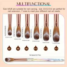 6pcs Acrylic Nail Art Brush Set, Sizes 4/6/8/10/12/14, Suitable For Acrylic Nail Powder Application, Gradient Nail Art Brushes, Applicable For Nail Art, Acrylic Powder And Acrylic Nail Kits, DIY Nail Salon - Multicolor - View 4