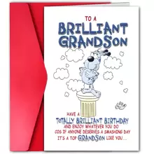 1Pc Cute Birthday Card For Grandson, Paper Material, Perfect For Grandparents To Wish Their Grandson A Happy Birthday, Enjoy Everything You Do, Suitable For Birthday Parties. - Multicolor - View 3