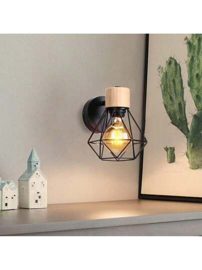 Chinese Retro Minimalist Bar/Hallway/Courtyard Creative Bedside Wand Lamp, Wooden Lighting Fixture view 8