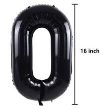 16 英寸黑色字母和数字气球铝箔氦气黑色字母派对气球聚酯薄膜气球字母和数字气球铝箔适用于生日婚礼周年派对装饰 - 黑色 - 查看 10