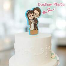 Tóper personalizado para pastel de bodas, exhibición de foto personalizada, estatua romántica de foto, regalo de aniversario - Multicolor - Ver 2