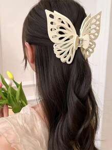 1件，女士大号哑光亮面蝴蝶镂空夹双盘发夹时尚马尾发爪适合送给女性朋友的精美礼物（颜色鲜艳） - 彩色 - 查看 5