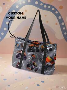 1 pièce Bagage de voyage personnalisé avec motif de nom, peut être personnalisé selon votre conception unique, convient aux enfants et aux adolescents, impression du nom de fille ou de garçon sur le bagage, nécessité de voyage/embarquement, sac organisateur de bagage réutilisable