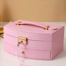 Boîte à bijoux en PU à 2 couches, boîte à bijoux portable minimaliste et haut de gamme pour les filles, avec miroir, pour les colliers, boucles d'oreilles, bagues, accessoires cheveux, bracelets de cheville, montres, festival des filles, Saint-Valentin, Noël cadeau - Boîte à bijoux 2 étages pour filles - Voir 8