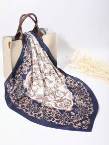 1 件时尚优雅方形围巾头带 - 藏蓝色 - 查看 6