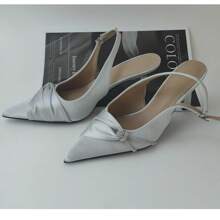2025 Fashion Rhinestone High Heel Pointed Toe Pumps For Women, French Elegant Style - Silver - View 2