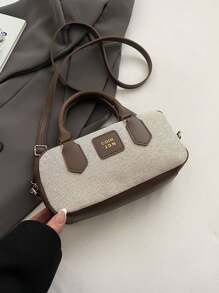 Bolso de hombro y cruzado de unicolor versátil y de moda, minimalista y práctico multifuncional - Caqui - Ver 2