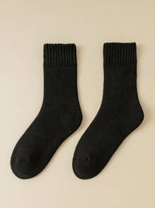 1 双女士厚羊毛袜，保暖内衬中筒袜，适合雪地、居家、产后、睡眠、地板室内穿着、秋冬季 - 彩色 - 查看 6