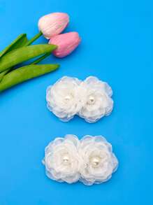 2pcs Removable Fashionable Burned-Edge Pearl Flower High-Quality Delicate Shoe Charm Accessories