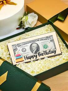 1 件生日钱礼盒木质卡片盒现金夹现金信封钱包生日礼物 DIY 派对礼物